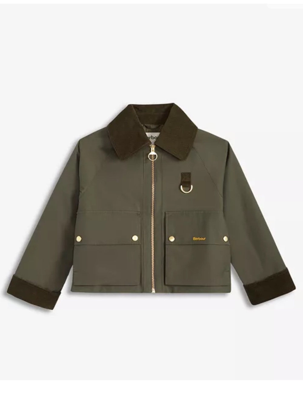 Brand new BARBOUR 12 US Nora Casual Jacket Olive Green Brown Cotton Preppy Gold